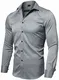INFLATION Herren Hemd Aus Bambusfaser umweltfreudlich Elastisch Slim Fit für Freizeit Business Hochzeit Reine Farbe Hemd Langarm Herren-Hemd, Gr.S (Etikette 40), Grau