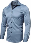 INFLATION Herren Hemd Aus Bambusfaser Slim Fit Graublau