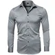 HARRMS Herren Hemd Langarm Slim Fit Bambusfaser Basic Retro Für Business Hochzeit Freizeit Casual Bügelleicht/Bügelfrei,Steingrau,Medium