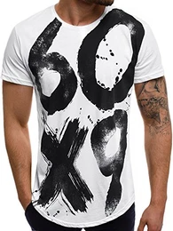 Herren T-Shirt mit Motiv Print Kurzarm Rundhals Figurbetont B/181520 WEIß M
