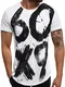 OZONEE Herren T-Shirt mit Motiv Print Kurzarm Rundhals Figurbetont B/181520 WEIß M