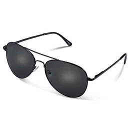 Pilotenbrille Sonnenbrille für Herren und Damen UV400 Schutz Metall Rahmen Oc7802 (Schwarze Rahmen mit Schwarze Linse)