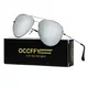 Occffy Pilotenbrille Sonnenbrille für Herren und Damen UV400 Schutz Metall Rahmen Oc7802 (Silberrahmen mit Silber Spiegellinse)