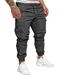SOMTHRON Herren Elastische Taille Gürtel Baumwolle Jogging Sweat Hosen Plus Size Mode Lange Sports Cargo Hosen Shorts mit Taschen Joggers Activewear Hosen, Dark Grey, L