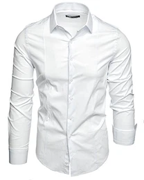 Herren Slim Fit Hemd Bügelleicht Business Freizeit Shirt 5008 Weiß M