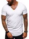 behype. Herren Oversize Kurzarm Basic T-Shirt V-Neck 20-1761 Weiß L