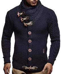 Herren Strickjacke Schalkragen Slim Fit Winter-Freizeit-Jacke Sommer Moderne Männer Pulli Grobstrick Sweatjacke Langarm Herren schwarzer Hoodie-Pullover, Dunkel Blau, M