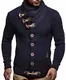 Leif Nelson Herren Strickjacke Schalkragen Slim Fit Winter-Freizeit-Jacke Sommer Moderne Männer Pulli Grobstrick Sweatjacke Langarm Herren schwarzer Hoodie-Pullover, Dunkel Blau, M