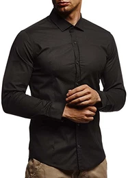 Herren weißes Hemd Slim Fit Langarm Schwarzes Männer Stretch Kurzarmhemd Freizeithemd Jungen Langarmshirt Langarmhemd Business Hochzeit Freizeit Kurzarm LN3430 Schwarz Medium