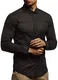 Leif Nelson Herren weißes Hemd Slim Fit Langarm Schwarzes Männer Stretch Kurzarmhemd Freizeithemd Jungen Langarmshirt Langarmhemd Business Hochzeit Freizeit Kurzarm LN3430 Schwarz Medium