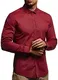 Leif Nelson Herren weißes Hemd Slim Fit Langarm Schwarzes Männer Stretch Kurzarmhemd Freizeithemd Jungen Langarmshirt Langarmhemd Business Hochzeit Freizeit Kurzarm LN3430 Bodeaux Medium