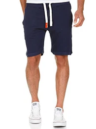 Herren Shorts Kurze Hose Bermuda Sweatshorts Kordel Jogginghose Sporthose 8004 Navyblau M