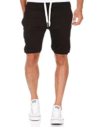 Herren Shorts Kurze Hose Bermuda Sweatshorts Kordel Jogginghose Sporthose 8004 Schwarz M