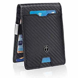 Geldbörse mit Geldklammer New York - Bekannt aus GQ Men of The Year Edition 2018 - Slim Design - TÜV geprüft - 8 Kartenfächer - RFID Schutz - Geschenk - Designed in Germany (Carbon)