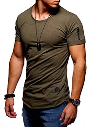 Herren Oversize T-Shirt Crew-Neck O-209 [Khaki, M]