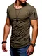 Ombre-Eight Herren Oversize T-Shirt Crew-Neck O-209 [Khaki, M]