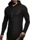 Leif Nelson Herren Kapuzenpullover Slim Fit Baumwolle-Anteil Moderner weißer Herren Hoodie-Sweatshirt-Pulli Langarm Herren schwarzer Pullover-Shirt mit Kapuze LN6369 Schwarz Medium