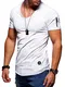 Ombre-Eight Herren Oversize T-Shirt MA-1 V-Neck O-212 [Weiß, M]