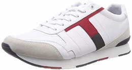 Tommy Hilfiger Herren Corporate Leather Mix Sneaker, Weiß (White 100), 42 EU