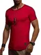 Leif Nelson Herren Sommer T-Shirt Rundhals-Ausschnitt Slim Fit Baumwolle-Anteil Moderner Männer T-Shirt Crew Neck Hoodie-Sweatshirt Kurzarm lang LN1385 Rot Large