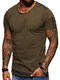 behype. Herren Oversize Kurzarm Basic T-Shirt Rundhals Zipper O-Neck 20-1771 Khaki M