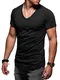 Ombre-Eight Herren Oversize T-Shirt V-Neck Kurzarm Shirt O-217 [Schwarz, M]