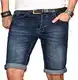 A. Salvarini Herren Designer Jeans Short Kurze Hose Slim Sommer Shorts Bermuda, Hellblau Used-look, W32
