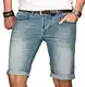 A. Salvarini Herren Designer Jeans Short Kurze Hose Slim Sommer Shorts Bermuda, Hellblau, W32