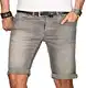 A. Salvarini Herren Designer Jeans Short Kurze Hose Slim Sommer Shorts Bermuda, Hellgrau, W32