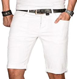 A. Salvarini Herren Designer Jeans Short Kurze Hose Slim Sommer Shorts Bermuda [AS-107-W32]