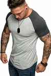 Amaci&Sons Oversize Doppel Farbig Herren Slim-Fit Crew Neck Basic T-Shirt Rundhals (1-0015) Grau/Anthrazit