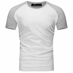 Amaci&Sons Oversize Doppel Farbig Herren Slim-Fit Crew Neck Basic T-Shirt Rundhals (1-0004) Weiß/Grau (1-0004)