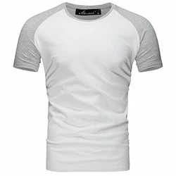 Amaci&Sons Oversize Doppel Farbig Herren Slim-Fit Crew Neck Basic T-Shirt Rundhals (1-0004) Weiß/Grau (1-0004)