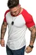Amaci&Sons Oversize Doppel Farbig Herren Slim-Fit Crew Neck Basic T-Shirt Rundhals 1-0015 Weiß/Rot M