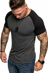 Amaci&Sons Oversize Doppel Farbig Herren Slim-Fit Crew Neck Basic T-Shirt Rundhals (1-0015) Anthrazit/Schwarz
