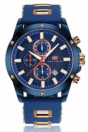 FOVICN Herren Uhr Analog Quarz mit Silikon Armband 089G-B