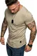 Amaci&Sons Oversize Herren Vintage T-Shirt Verwaschen Crew Neck Rundhals Basic Shirt 6005 Beige M