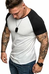 Amaci&Sons Oversize Doppel Farbig Herren Slim-Fit Crew Neck Basic T-Shirt Rundhals (1-0015) Weiß/Schwarz