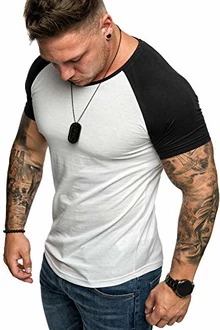Amaci&Sons Oversize Doppel Farbig Herren Slim-Fit Crew Neck Basic T-Shirt Rundhals (1-0015) Weiß/Schwarz Amaci&Sons Oversize Doppel Farbig Herren Slim-Fit Crew Neck Basic T-Shirt Rundhals (1-0015) Weiß/Schwarz