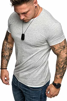 Amaci&Sons Oversize Doppel Farbig Herren Slim-Fit Crew Neck Basic T-Shirt (1-0001) Grau/Weiß (1-0001) Amaci&Sons Oversize Doppel Farbig Herren Slim-Fit Crew Neck Basic T-Shirt (1-0001) Grau/Weiß (1-0001)