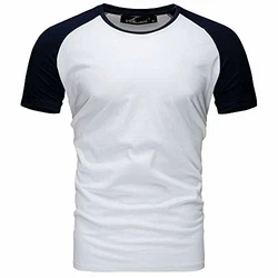 Amaci&Sons Oversize Doppel Farbig Herren Slim-Fit Crew Neck Basic T-Shirt Rundhals (1-0004) Weiß/Navyblau (1-0004)