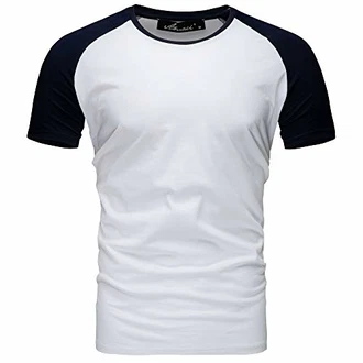 Amaci&Sons Oversize Doppel Farbig Herren Slim-Fit Crew Neck Basic T-Shirt Rundhals (1-0004) Weiß/Navyblau (1-0004)