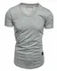 REPUBLIX Oversize Herren Slim-Fit V-Neck Basic Sommer T-Shirt V-Ausschnitt R-0004 Grau Melange M