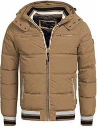 Indicode Herren Marlon Steppjacke in Daunenjacken-Optik mit Abnehmbarer Kapuze warme Winterjacke gefütterte Übergangsjacke Regenjacke mit 6 Taschen Jacke für Männer Cub M