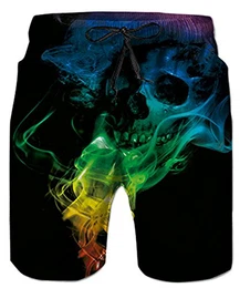 IDGREATIM Herren Badehose mittlerer Länge 3D Print Grafik Schädel Sommer Strand Shorts Surfing Trunks Loose Fit XL