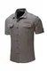 Herren Gefesselt Ärmel Button - Down - Militärischen Blusen Top Hemd mit Taschen Grau M