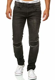 Herren Nevada Jeanshose aus Baumwolle mit Stretch-Anteil Herrenjeans Destroyed Look Denim Stretch Jeans Hose Herrenhose Regular fit Straight Men Pants f. Männer Black 32/32