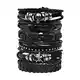 MILAKOO 6 Stück Lederarmband schwarz braun geflochten breites Armband Frauen Männer Punk Schmuck Schädel