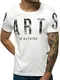 OZONEE Herren T-Shirt T Shirt Tshirt Kurzarm Kurzarmshirt Tee Top Sport Sportswear Rundhals U-Neck Rundhalsausschnitt Aufdruck Motiv Print O/1180 WEIß M