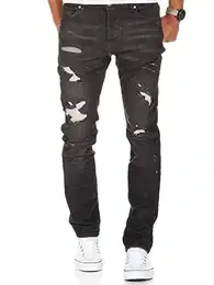 Herren Strech Destroyed Slim Fit Denim Jeans Hose 7995 Anthrazit W32/L32